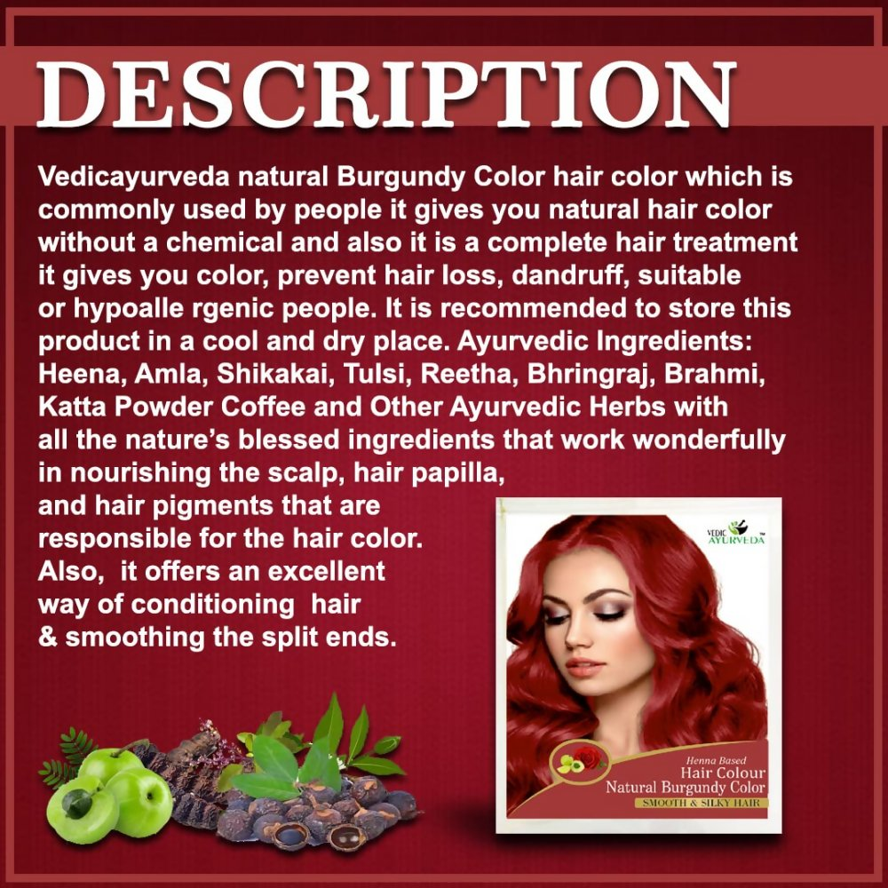 VedicAyurveda Henna Hair Color - Burgundy - Dista