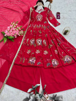 Thumbnail for Teeya Creation Rani Color Wedding Wear Heavy Embrodiery Work Plazo Set - Distacart