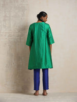 Thumbnail for trueBrowns Bright Green Silk Kurta Co-ord Set
