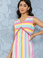 Thumbnail for Ahalyaa Striped Empire Gotta Patti Kurta With Palazzos - Distacart