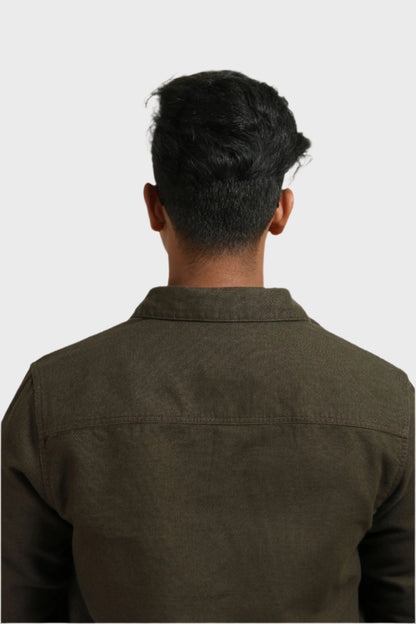 Xkind Olive Green Regular Fit Shacket - Distacart