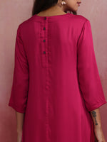 Thumbnail for trueBrowns Magenta Highlow Modal Kurta Set - Distacart