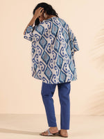 Thumbnail for trueBrowns Blue Cotton Ikat Kaftan Co-ord Set - Distacart