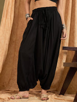 Thumbnail for InWeave Black Solid Harem Pant