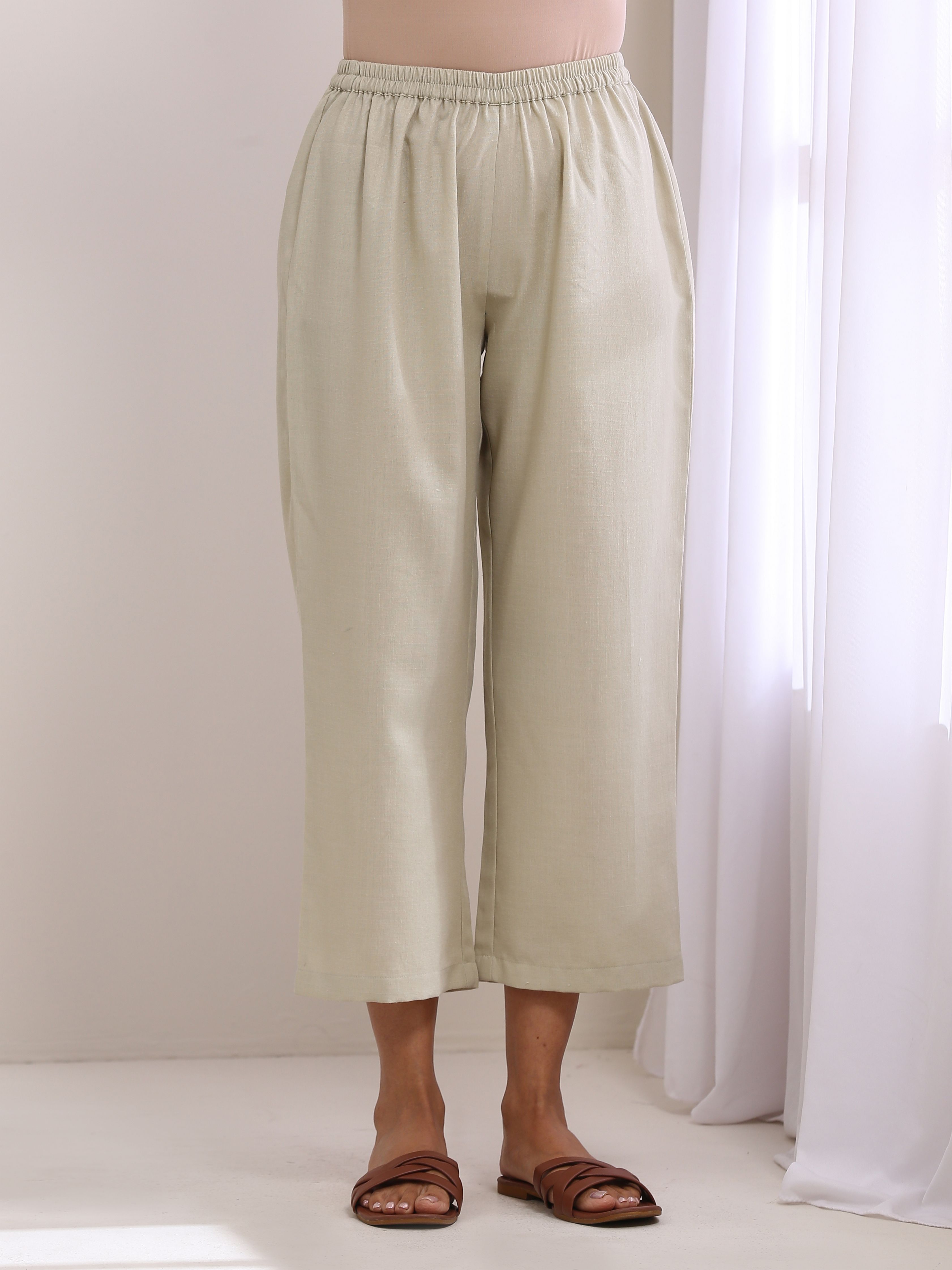 trueBrowns Light Grey Slub Gathered Kurta Pant Set - Distacart