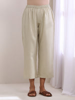 Thumbnail for trueBrowns Light Grey Slub Gathered Kurta Pant Set - Distacart