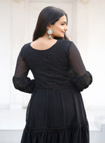 Thumbnail for Teeya Creation Black Color Faux Georgette Silk Heavy Embroidery Work Fully Stitched Gown