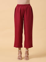 Thumbnail for trueBrowns Cotton Linen Maroon Sleeveless Kurta Pant Set - Distacart