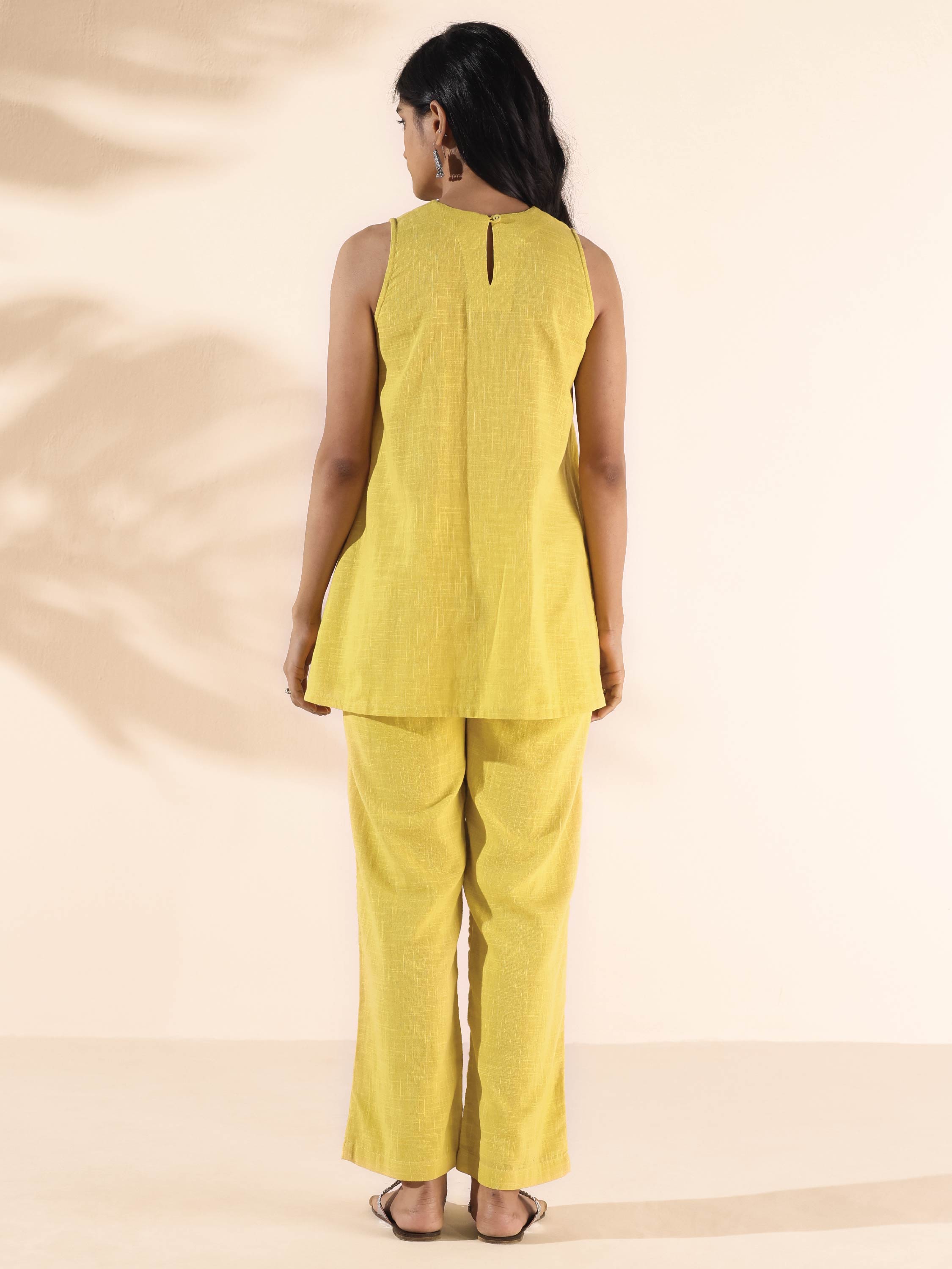 trueBrowns Lime Cotton Sleeveless Co-ord Set - Distacart