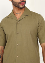 Thumbnail for Fabmade Olive Breeze Linen Shirt - Distacart