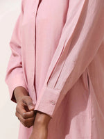Thumbnail for trueBrowns Pink Cotton Linen Dress