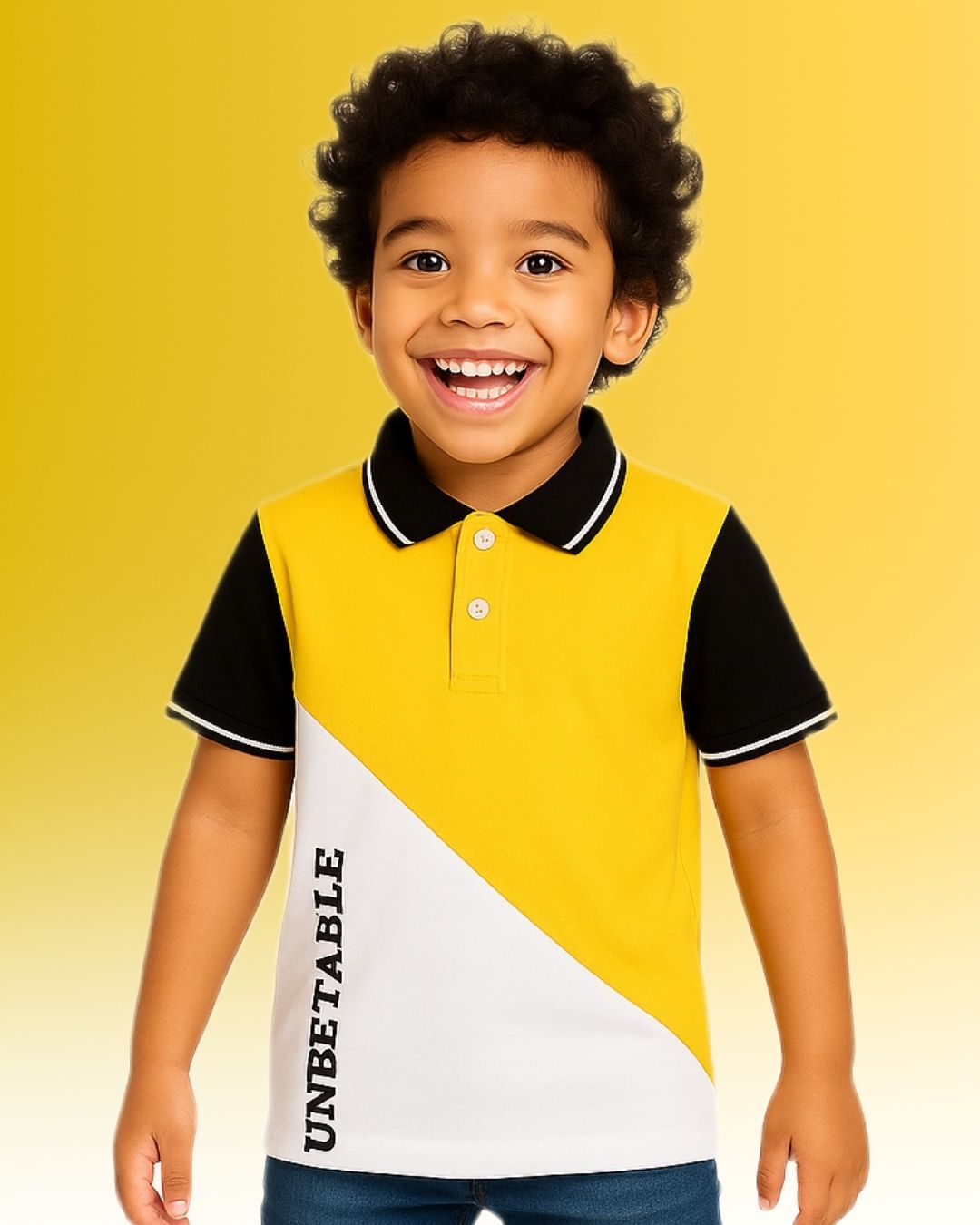 Chilins Boys Polo Tshirt, Color- Yellow & White