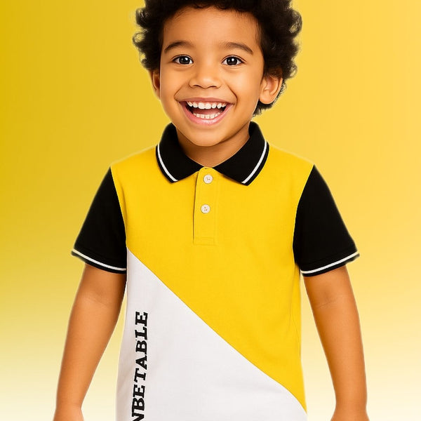 Chilins Boys Polo Tshirt, Color- Yellow & White