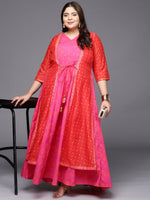 Thumbnail for Ahalyaa Plus Size V-neck Maxi Ethnic Dress - Distacart