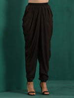 Thumbnail for trueBrowns Black Ikat Muslin Silk Printed High Low Co-ord Set - Distacart