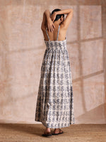 Thumbnail for trueBrowns Grey Dabu Buta Print Cotton Sleeveless Dress - Distacart