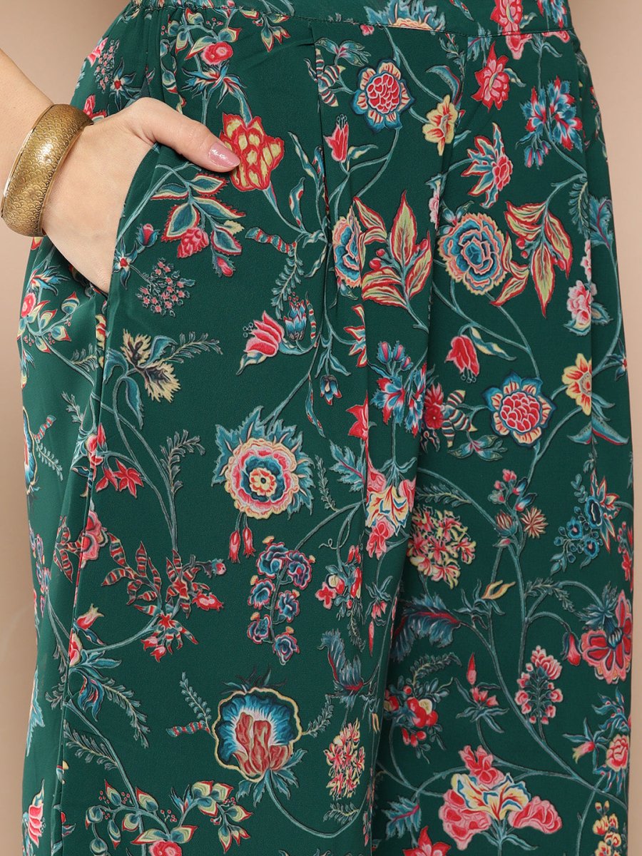Ahalyaa Women Floral Printed Regular Gotta Patti Kurta with Palazzos - Distacart