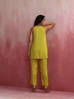 Thumbnail for trueBrowns Lime Green Short Kurta Co-ord set