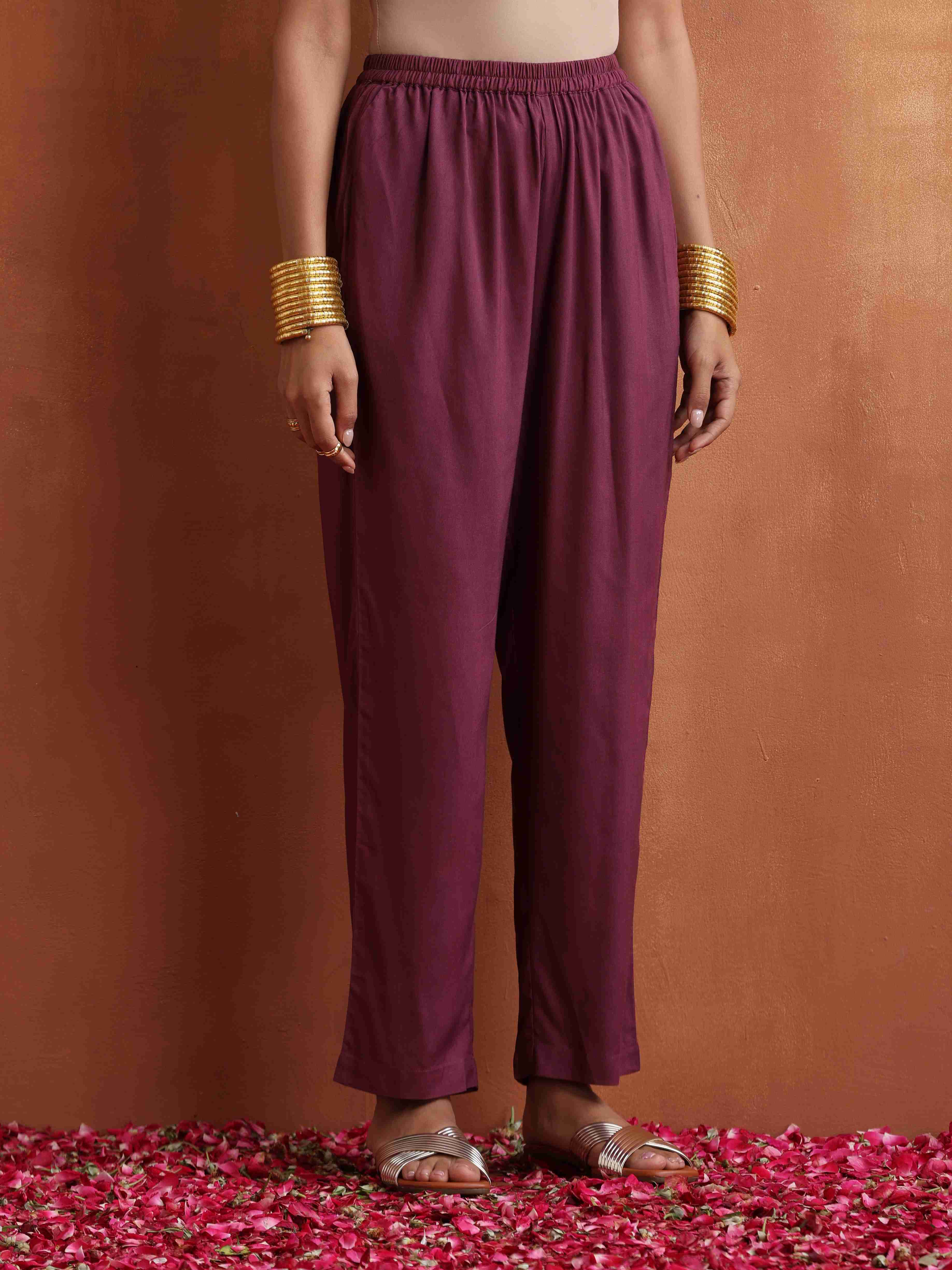 trueBrowns Purple Print Shirt Kurta Set - Distacart