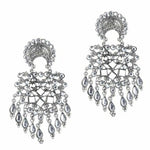 Thumbnail for Tehzeeb Creations Women's Silver Colour Oxidised Earrings With Kundan - Distacart