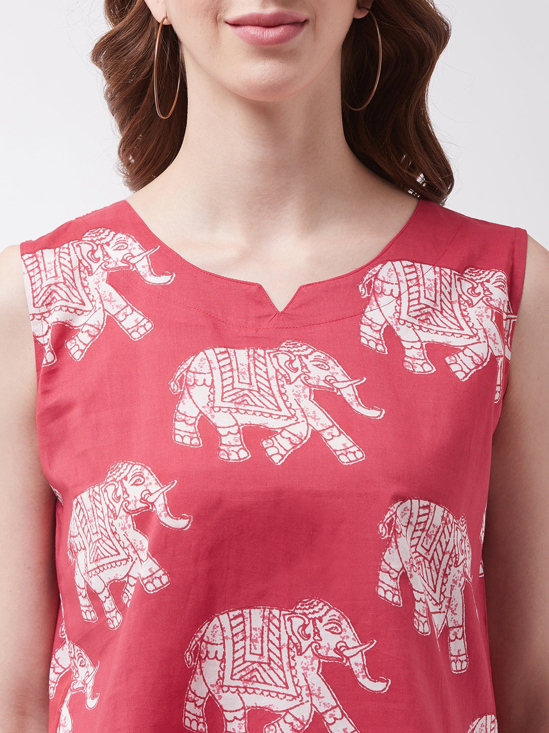 InWeave Red Elephant Sleeveless Top