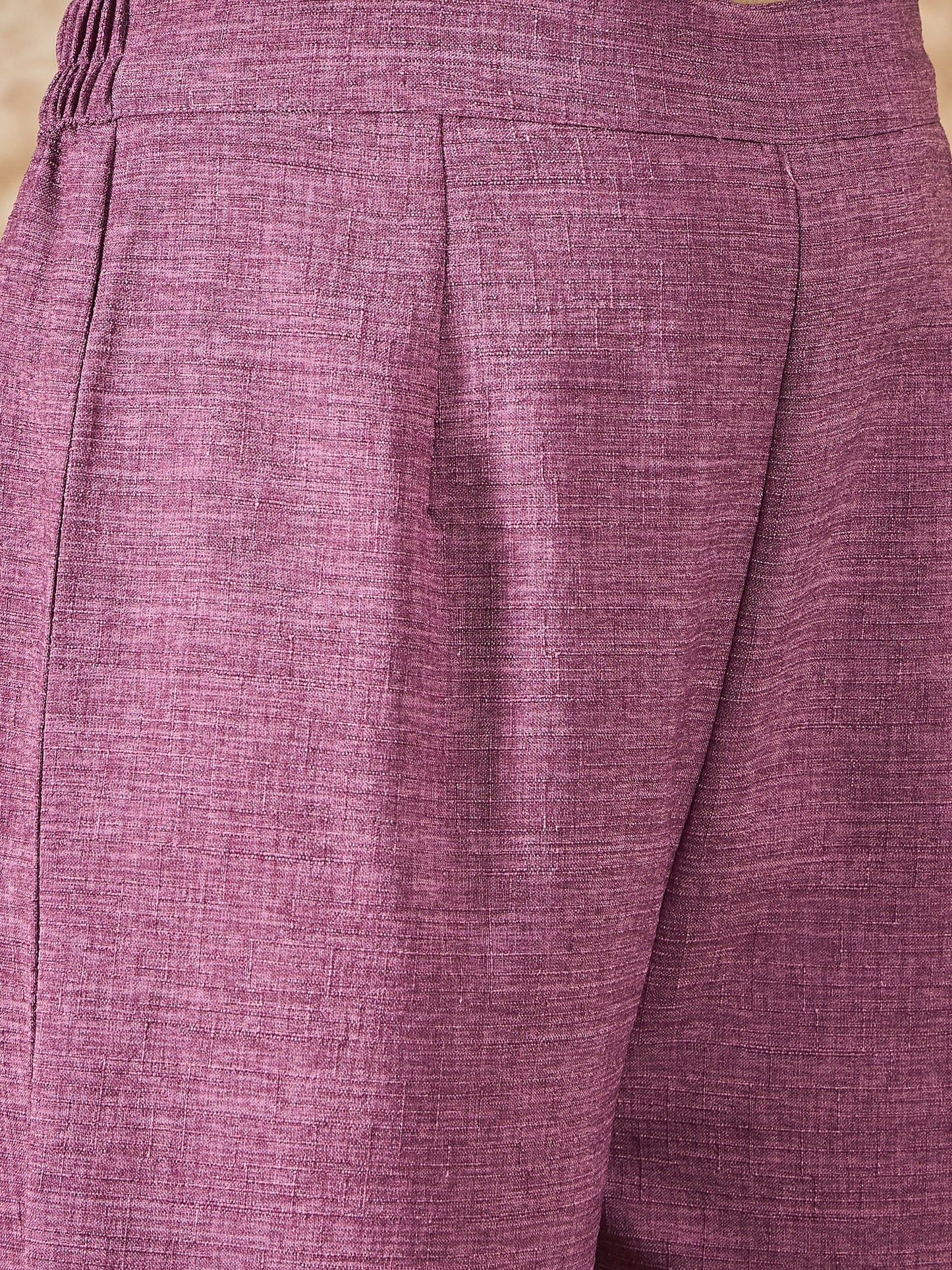 InWeave Dusty Mauve V Neck Aline Kurta Set - Distacart