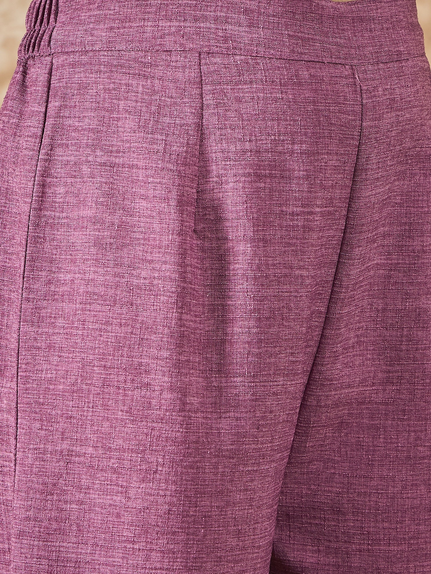 InWeave Dusty Mauve V Neck Aline Kurta Set - Distacart