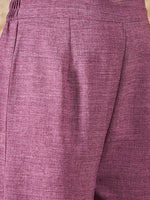 Thumbnail for InWeave Dusty Mauve V Neck Aline Kurta Set