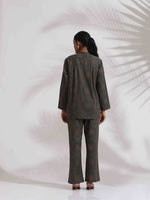 Thumbnail for trueBrowns Green Cotton Print Shirt Top & Pants Co-ord Set