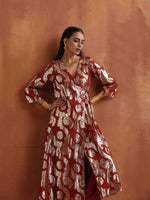 Thumbnail for trueBrowns Rust Metallic Angrakha Kurta Set