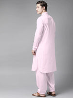 Thumbnail for Fabmade Men Pink Pathani Kurta