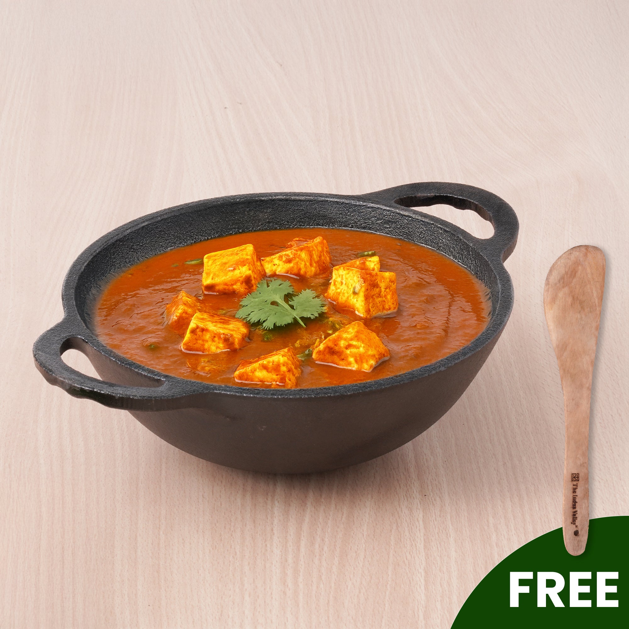 The Indus Valley CASTrong Cast Iron Kadai, Pre-seasoned, Nonstick, 100% Pure, Toxin-free, Spatula, 25.2cm, 2.2L, 2.37kg - Distacart