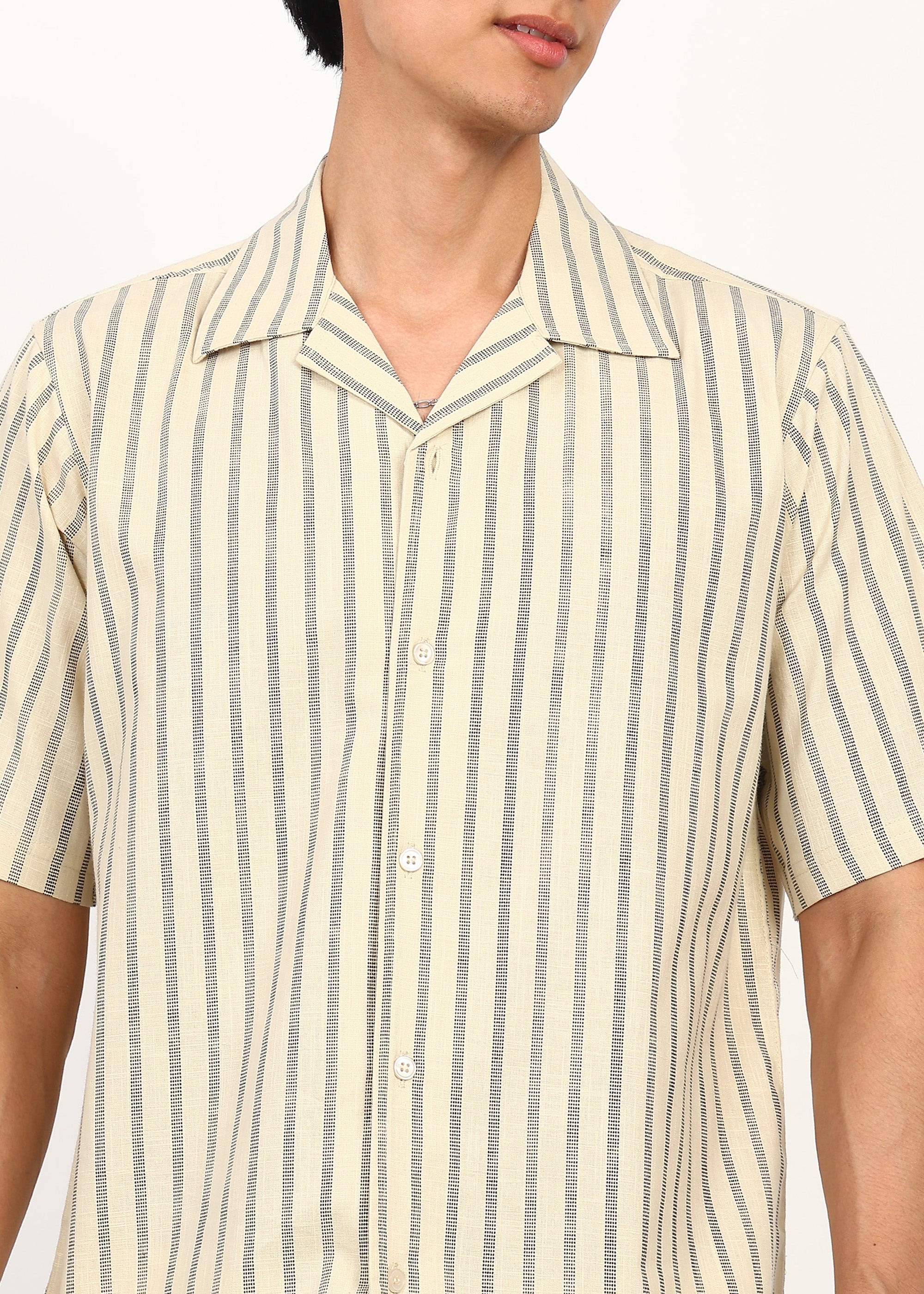 Fabmade Ivory Stripe Calm Shirt - Distacart