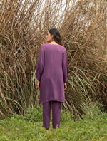 Thumbnail for trueBrowns Purple Viscose Dobby Relaxed Co-ord Set