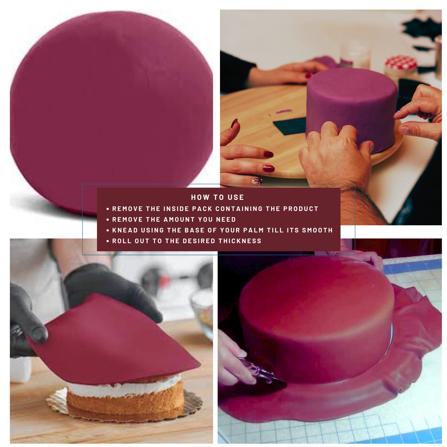 burgundy fondant edible sugarpaste 1kg