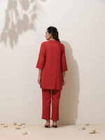 Thumbnail for trueBrowns Maroon Viscose Solid Co-ord Set