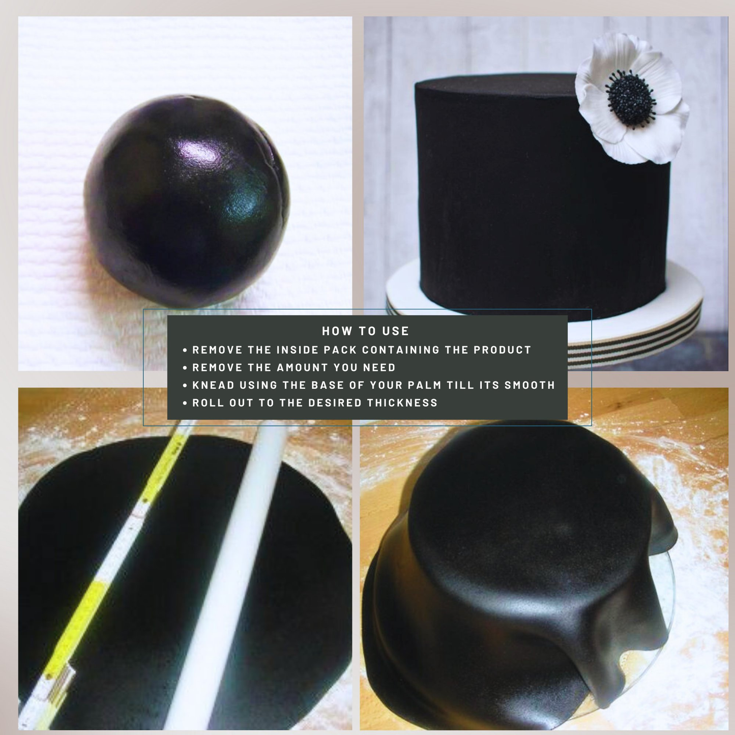 black fondant edible sugarpaste 1kg