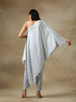 Thumbnail for trueBrowns Grey Bandhani Printed Silk One-Shoulder Kurta Pant Set - Distacart