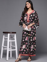 Thumbnail for Ahalyaa Printed Crepe Basic Jumpsuit With Lace Inserts - Distacart