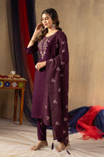 Thumbnail for Pramukh Fab Wine Color Viscose Kurta Set - Distacart