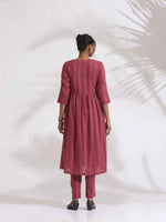 Thumbnail for trueBrowns Maroon Cotton Flared Kurta Set