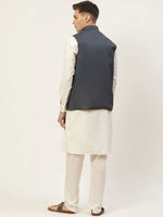 Thumbnail for Jompers Men's Kurta Pyjama With Teal Blue Solid Nehru Jacket - Distacart