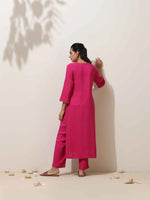 Thumbnail for trueBrowns Pink Viscose Kurta Pant Set