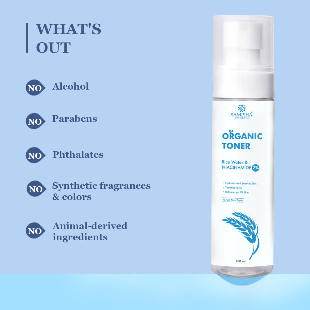 Samisha 2% Niacinamide & Rice Water Organic Face Toner - Distacart