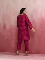 Thumbnail for trueBrowns Pink Viscose Silk Kurta Co-ord Set