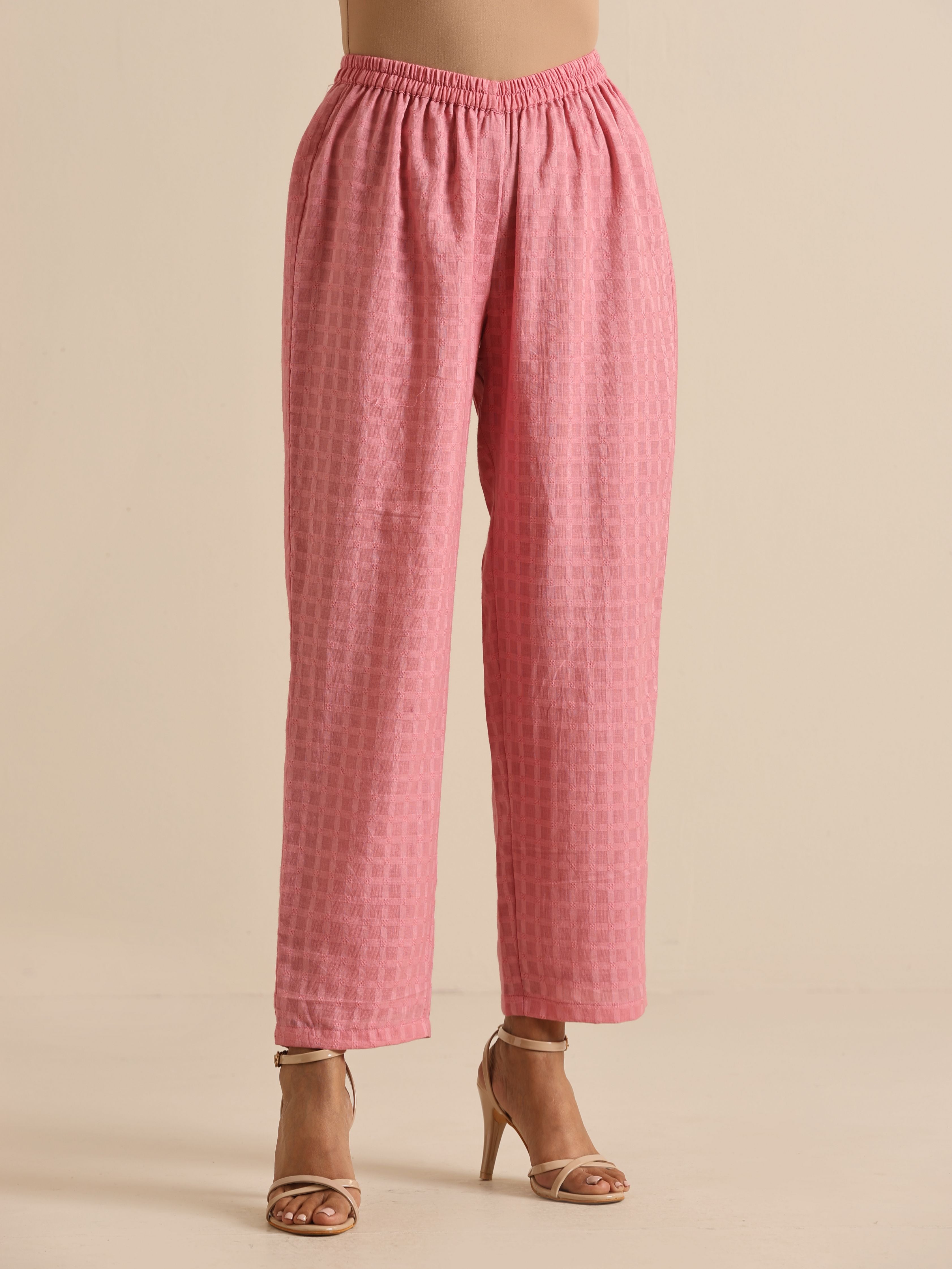 trueBrowns Light Pink Dobby Oversized Co-Ord Set - Distacart
