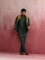 Thumbnail for trueBrowns Men's Mustard Cotton Reversible Nehru Jacket