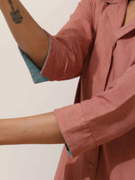 Thumbnail for trueBrowns Peach Cotton Linen Kurta Pant Set