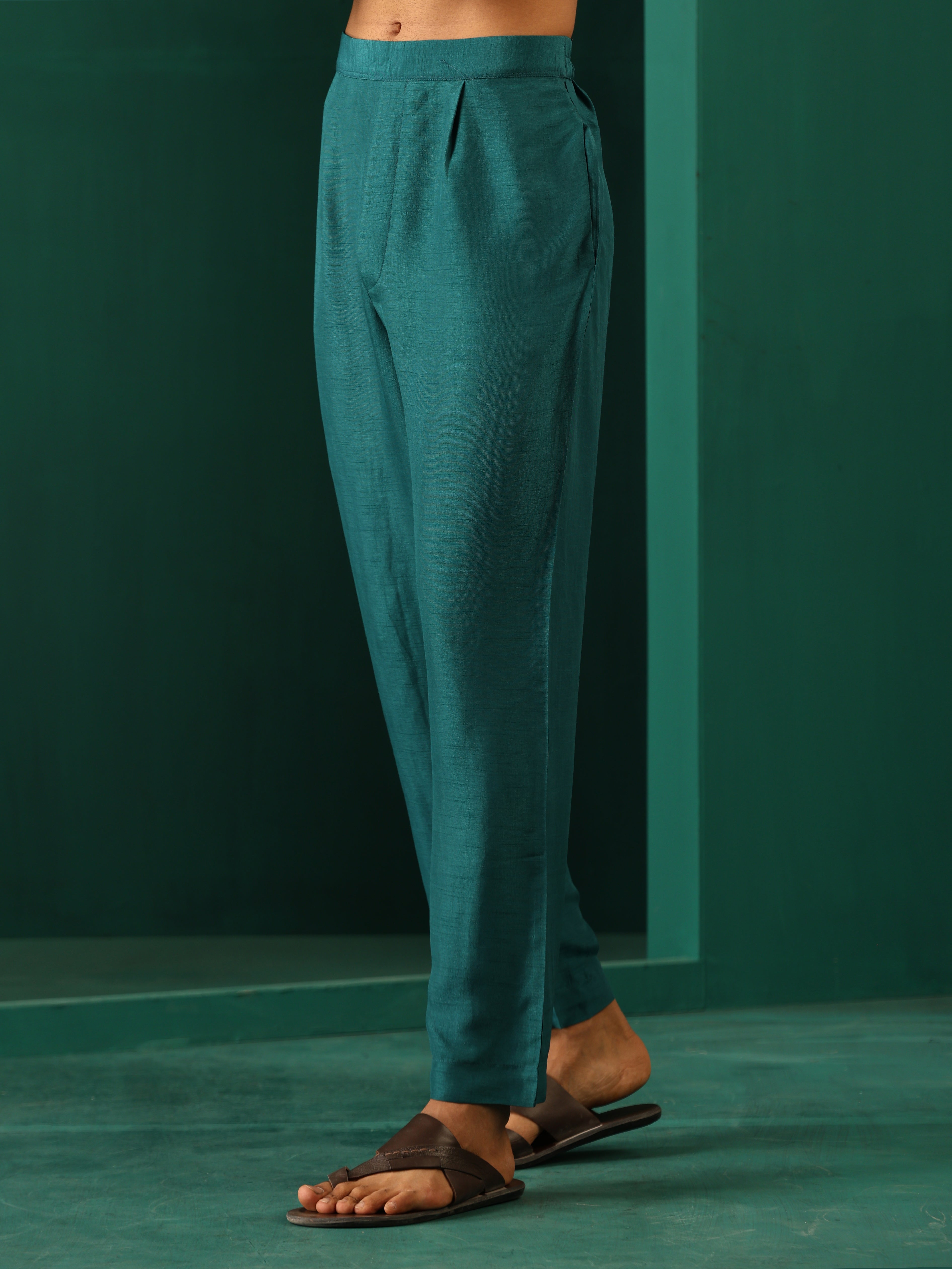 trueBrowns Men's Teal Silk Co-ord Set - Distacart