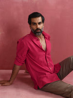 Thumbnail for trueBrowns Men's Pink Cotton Shirt